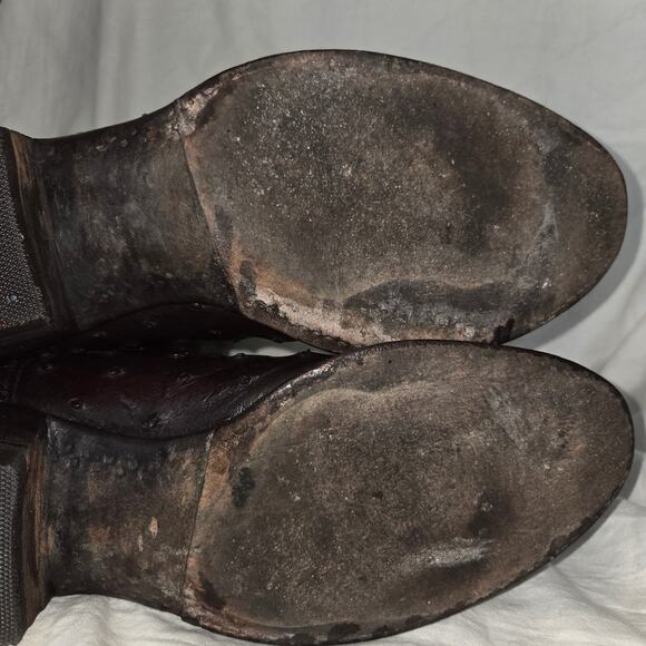 Lucchese Classic Size 10.5 D Full Quill Black Cherry Ostrich Boots Straight Heel